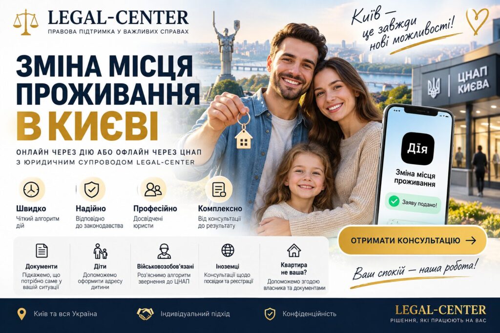 Зміна місця проживання в Києві: онлайн через Дію та офлайн через ЦНАП — LEGAL-CENTER